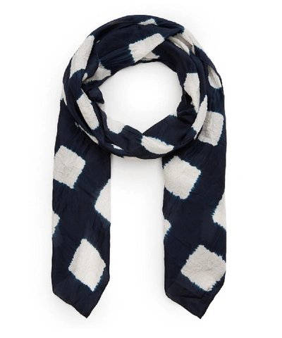 Shop Eskandar Abstract Silk Scarf In Indigo