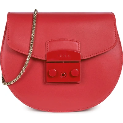 Furla Metropolis Leather Mini Crossbody Bag In Ruby (red)