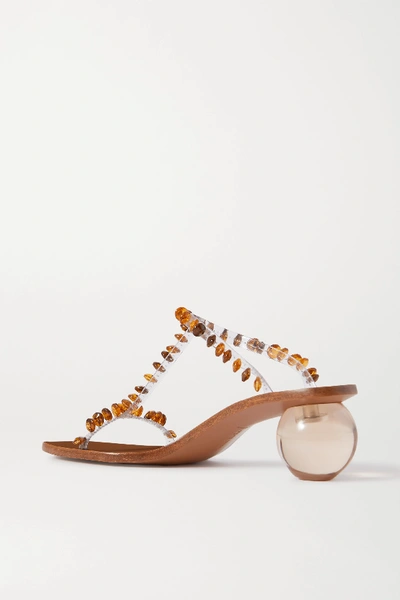 Shop Cult Gaia Clio Bead-embellished Pvc Mules In Clear