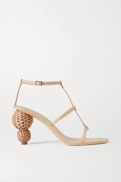 Shop Cult Gaia Eden Raffia And Leather Sandals In Beige