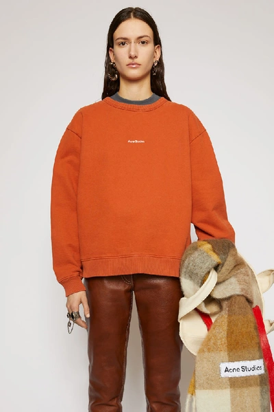 Shop Acne Studios Logo-print Sweatshirt Pumpkin Orange