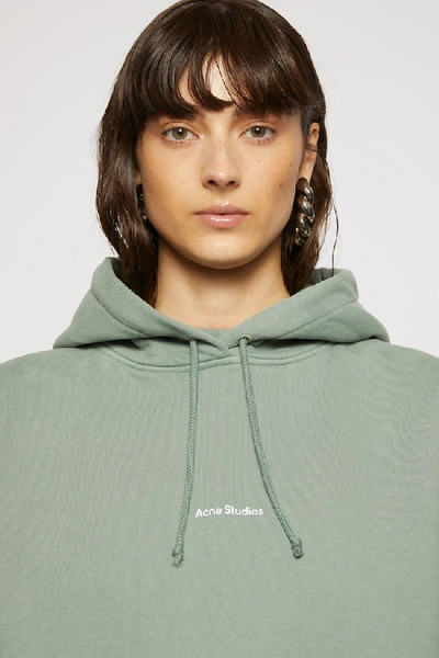 Shop Acne Studios Logo-print Hooded Sweatshirt Dusty Green