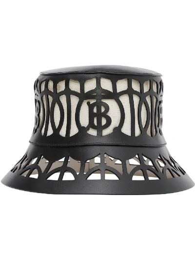 Shop Burberry Cut-out Logo Bucket Hat In Black