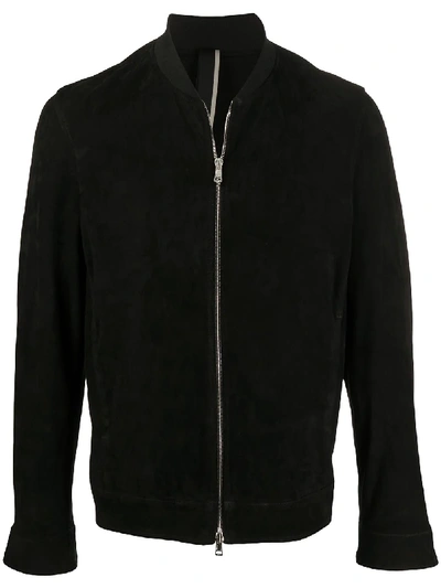 Shop Low Brand Leather Bomber Jacket In Black