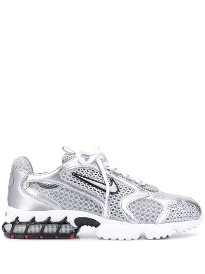 Nike Air Zoom Spiridon Cage 2 Rubber-trimmed Mesh And Leather Sneakers In Grey