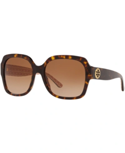 Shop Tory Burch Sunglasses, 0ty7140 In Dk Tortoise/dk Brown Gradient