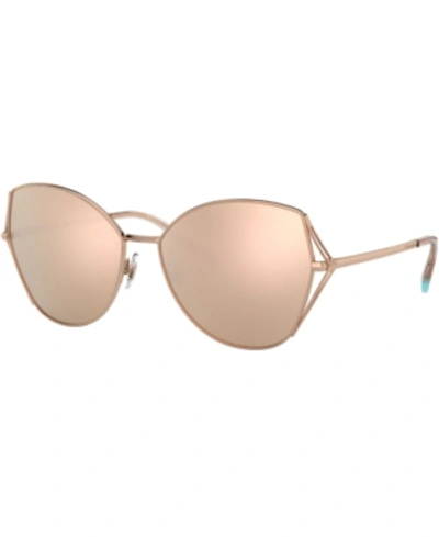 Shop Tiffany & Co Sunglasses, Tf3072 59 In Rubedo/clear Mirror Real Rose Gold