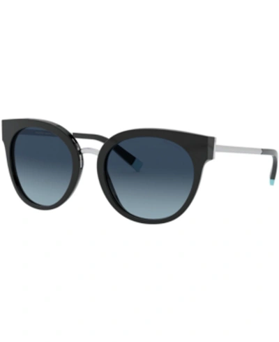 Shop Tiffany & Co Sunglasses, Tf4168 54 In Black/polar Azure Gradient Blue