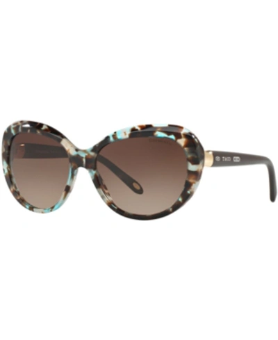 Shop Tiffany & Co Sunglasses, Tf4122 56 In Brown Havana Spotted Opal Blue/brown Gradient
