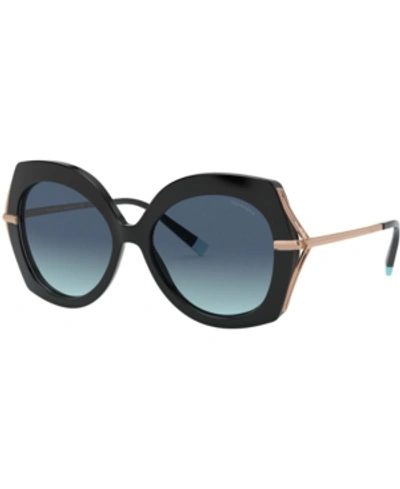 Shop Tiffany & Co Sunglasses, Tf4169 54 In Black/azure Gradient Blue