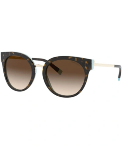 Shop Tiffany & Co Sunglasses, Tf4168 54 In Havana/blue/brown Gradient