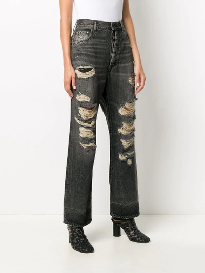 Shop Ben Taverniti Unravel Project Distressed Straight-leg Jeans In Black