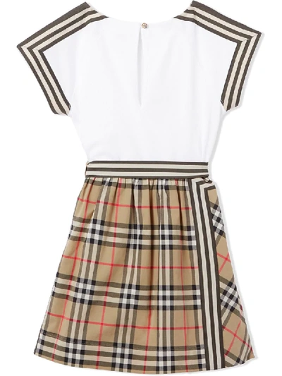Shop Burberry Vintage Check Bow Dress In White
