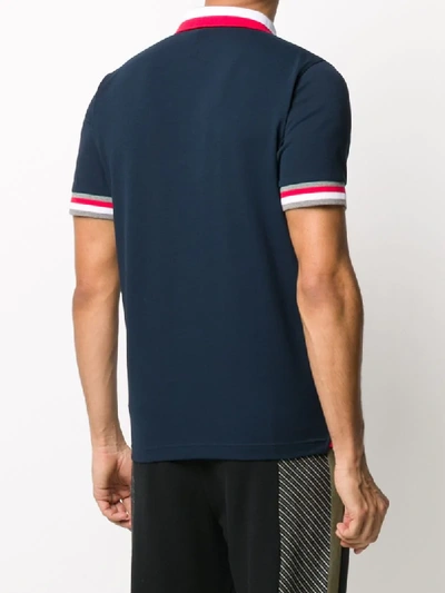 Shop Sun 68 Contrast-trim Polo Shirt In Blue