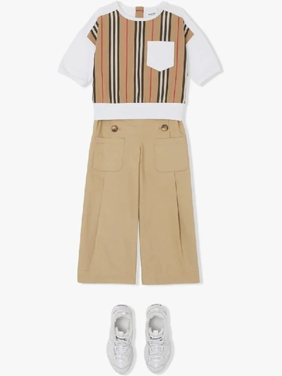 Shop Burberry Icon Stripe Panel T-shirt In White