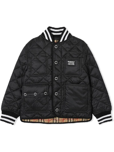 Shop Burberry Diamond Quilted Bomber Jacket In Black