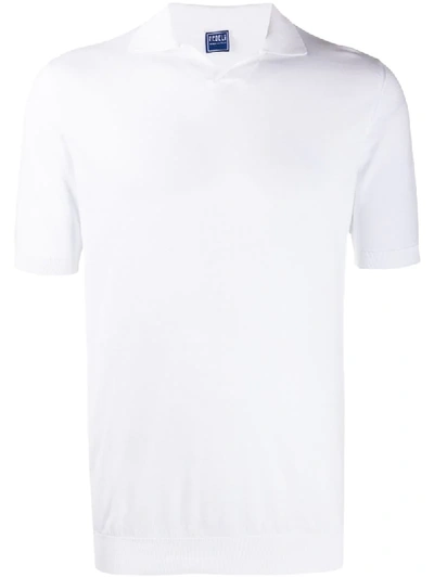 Shop Fedeli Fine Knit Polo Shirt In White