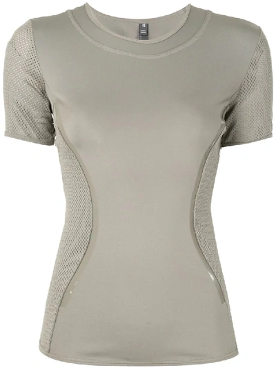 Shop Adidas By Stella Mccartney Mesh-panel Sports T-shirt In Neutrals