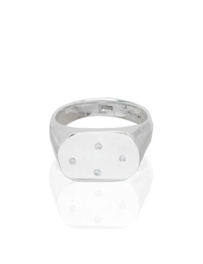 Shop Ali Grace Jewelry Sterling & Diamond Signet Ring In Silver