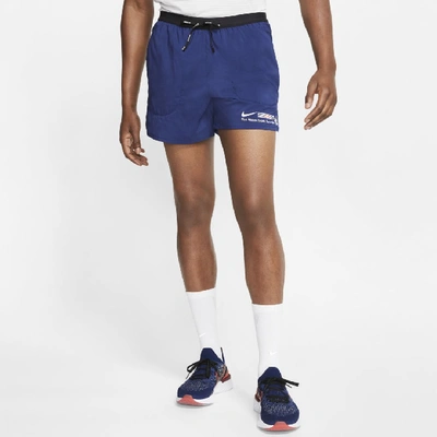 Shop Nike Flex Stride Blue Ribbon Sports Men's 5" Brief-lined Running Shorts In Blue Void,blue Void,white