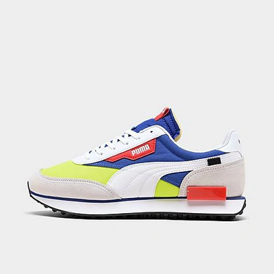 Shop Puma Men's Future Rider Play On Casual Shoes In White/yellow/blue