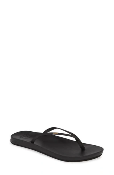 Shop Reef Cushion Bounce Slim Flip Flop In Black