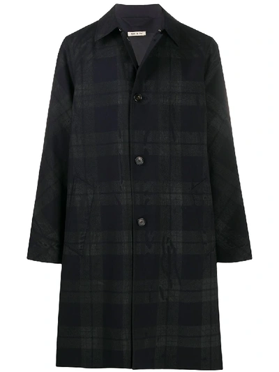 Shop Marni Check Trench Coat In Blue