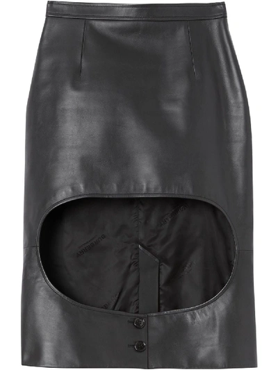 Shop Burberry Step-through Pencil Skirt In Black