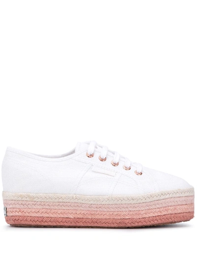 Shop Superga Gradient-effect Raffia-sole Sneakers In White