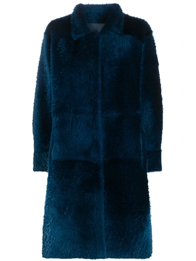 Liska Single-breasted Asymmetric Coat In Blue