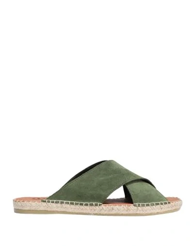 Shop 8 By Yoox Woman Sandals Military Green Size 9 Calfskin