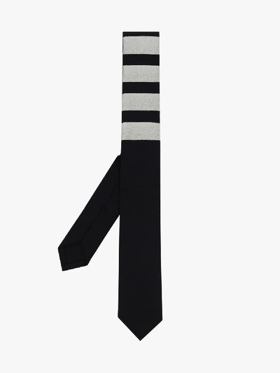 Shop Thom Browne Black 4-bar Stripe Tie In Blue