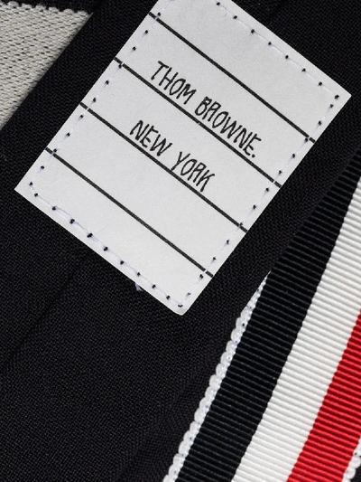 Shop Thom Browne Black 4-bar Stripe Tie In Blue