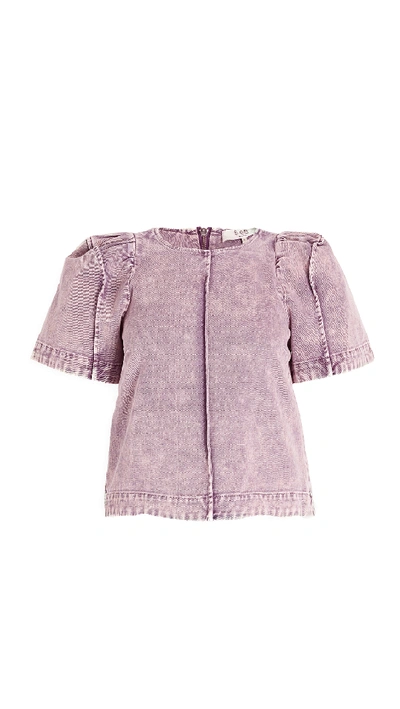 Shop Sea Idun Denim Short Sleeve Top In Lilac