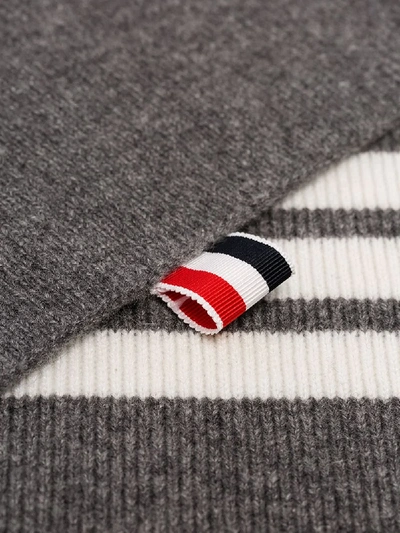 Shop Thom Browne Grey 4-bar Stripe Cashmere Scarf