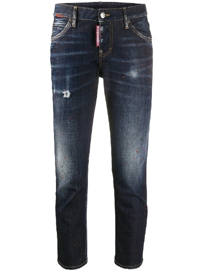 Shop Dsquared2 Patch Detail Cropped Jeans In Blue