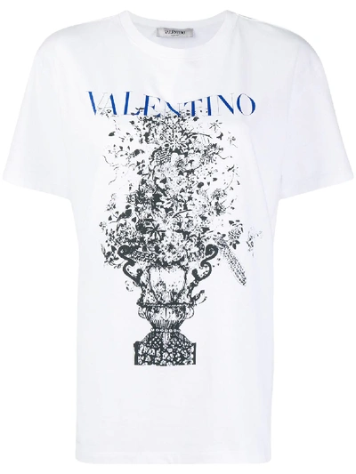 Shop Valentino Floral Bouquet Logo T-shirt In White