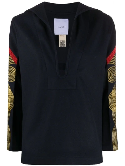 Shop Patou Embroidered Long Sleeve Tunic In Blue