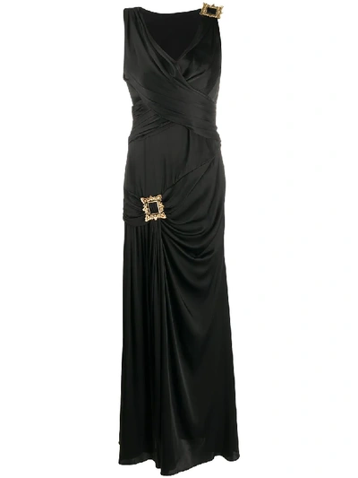 Shop Moschino Frame-detail Maxi Dress In Black