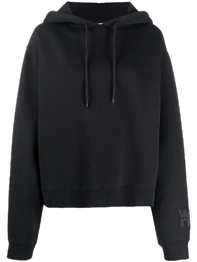 Shop Alexander Wang T Logo Sleeve Hoodie In Black