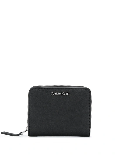 Shop Calvin Klein Logo Plaque Wallet In Black