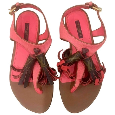 Pre-owned Louis Vuitton Cloth Sandals In Red