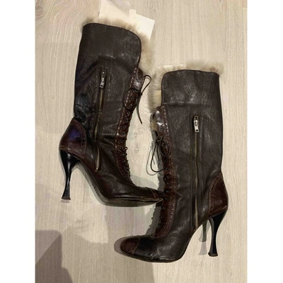 Pre-owned Pinko Brown Leather Boots
