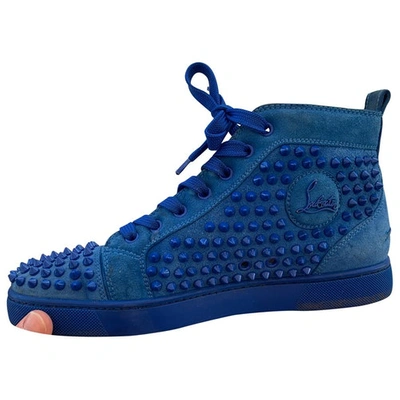 Pre-owned Christian Louboutin Louis Blue Leather Trainers