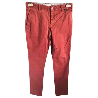 Pre-owned Elevenparis Burgundy Cotton Trousers