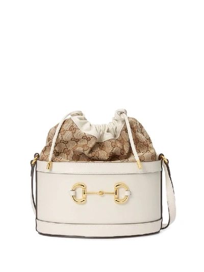 Shop Gucci 1955 Horsebit Small Bucket Bag In White