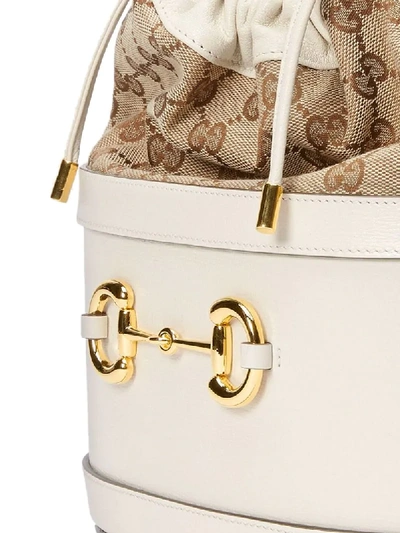 Shop Gucci 1955 Horsebit Small Bucket Bag In White