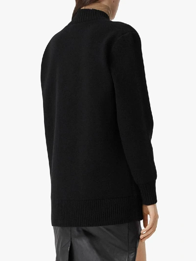 Shop Burberry Oversized Deer Motif Cardigan In Black