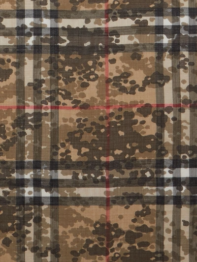 Shop Burberry Camouflage Check Scarf In Brown