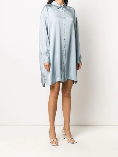Shop Anine Bing Mini Shirt Dress In Blue